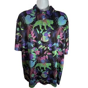Proud 90 Golf Polo Shirt Men's tiger animal print All Over Print Size 3X Black
